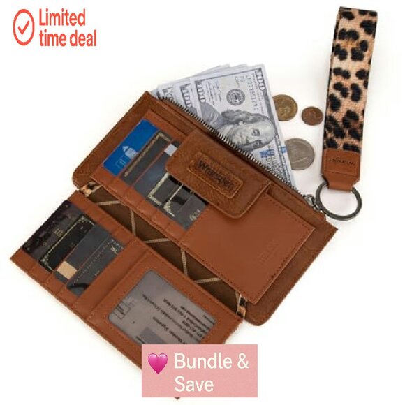 Faux Leather Wristlet Wallet with RFID Protection & Coin Purse - Picture 5 of 7